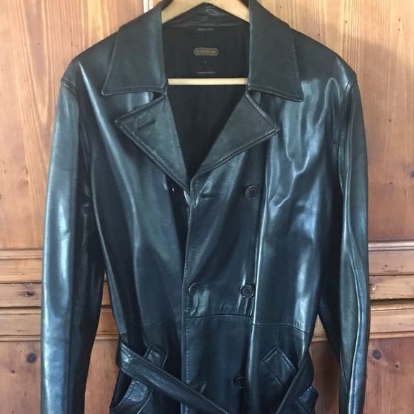 Coach Jackets & Coats Coach Women Black Leather Trench Coat Made In